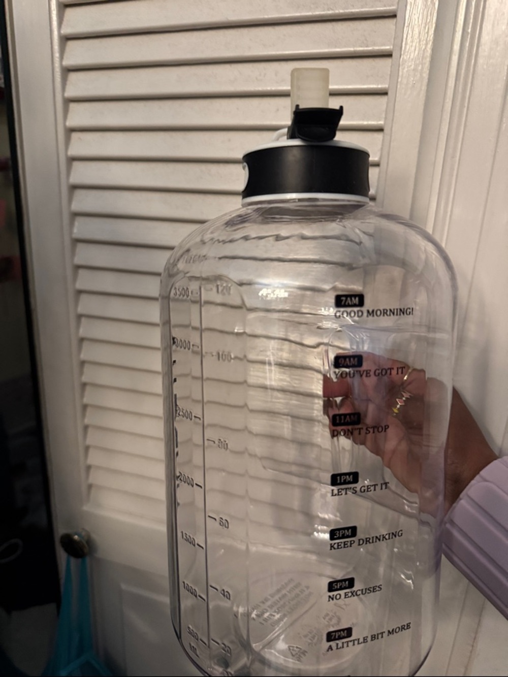 Large Transparent Motivational Water Bottle - Clear 1 gallon